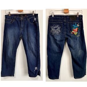 Ed Hardy X Christian Audigier Capri Jeans Love Kills Slowly Vintage 11 30x21